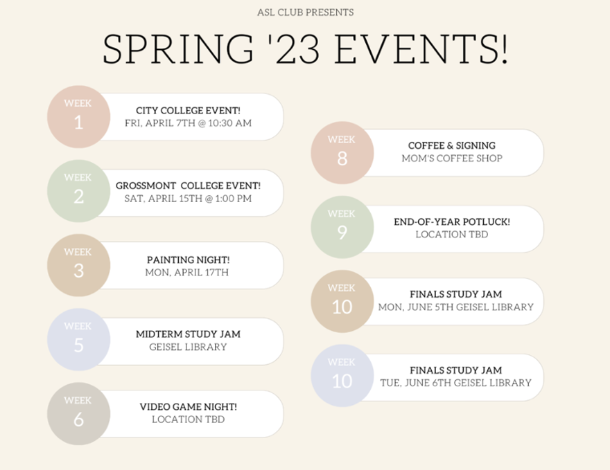 ASL Events Calendar